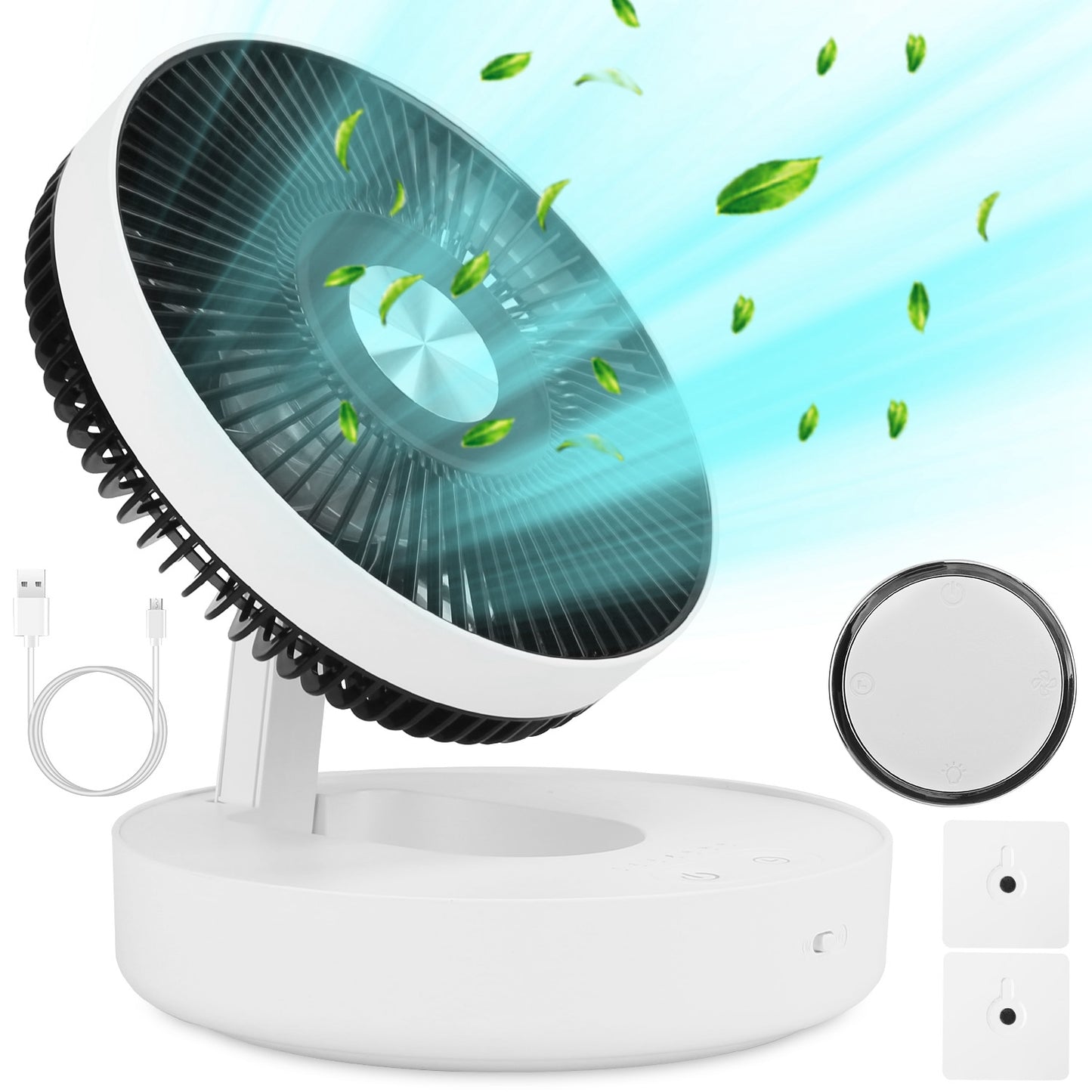 Rechargeable LED Desk Fan with Remote & Oscillation
