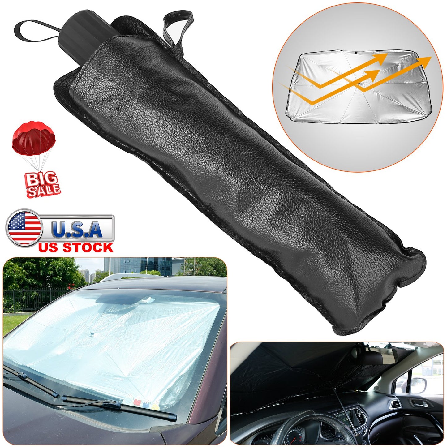 Foldable Car Windshield Sun Shade Umbrella 51x31 Inch