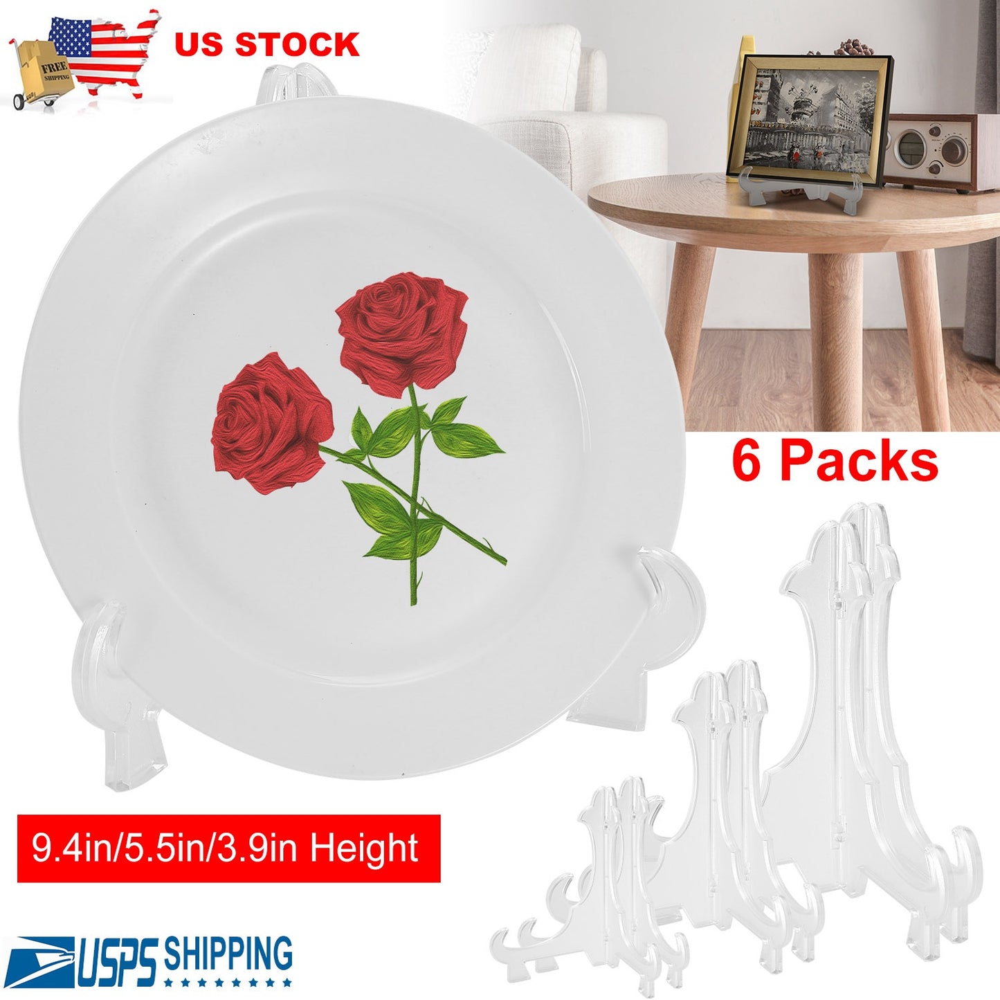 Display Easel Stand Set - 6 Pack (3 Sizes) for Plates & Photos