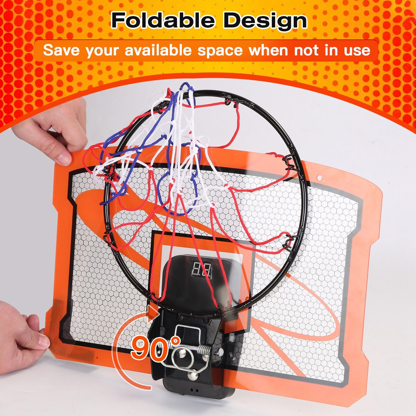 Over-the-Door Mini Basketball Hoop with Electronic Scorer