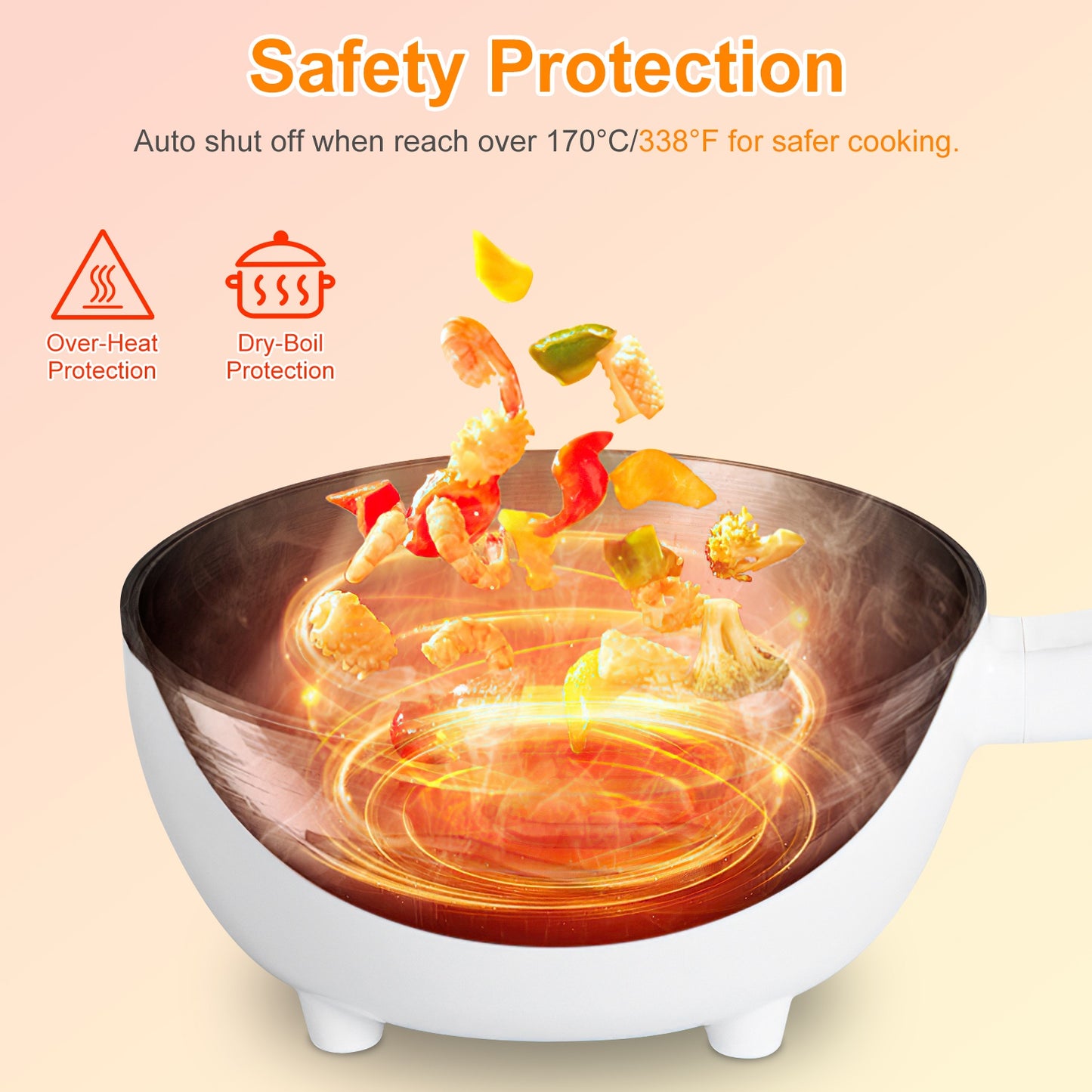 Electric Hot Pot with Steamer Rack - 3L Non-Stick Cooker