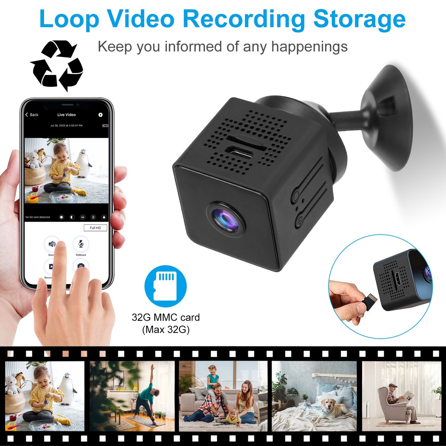 1080P WiFi Mini Security Camera with Night Vision & Motion Detection