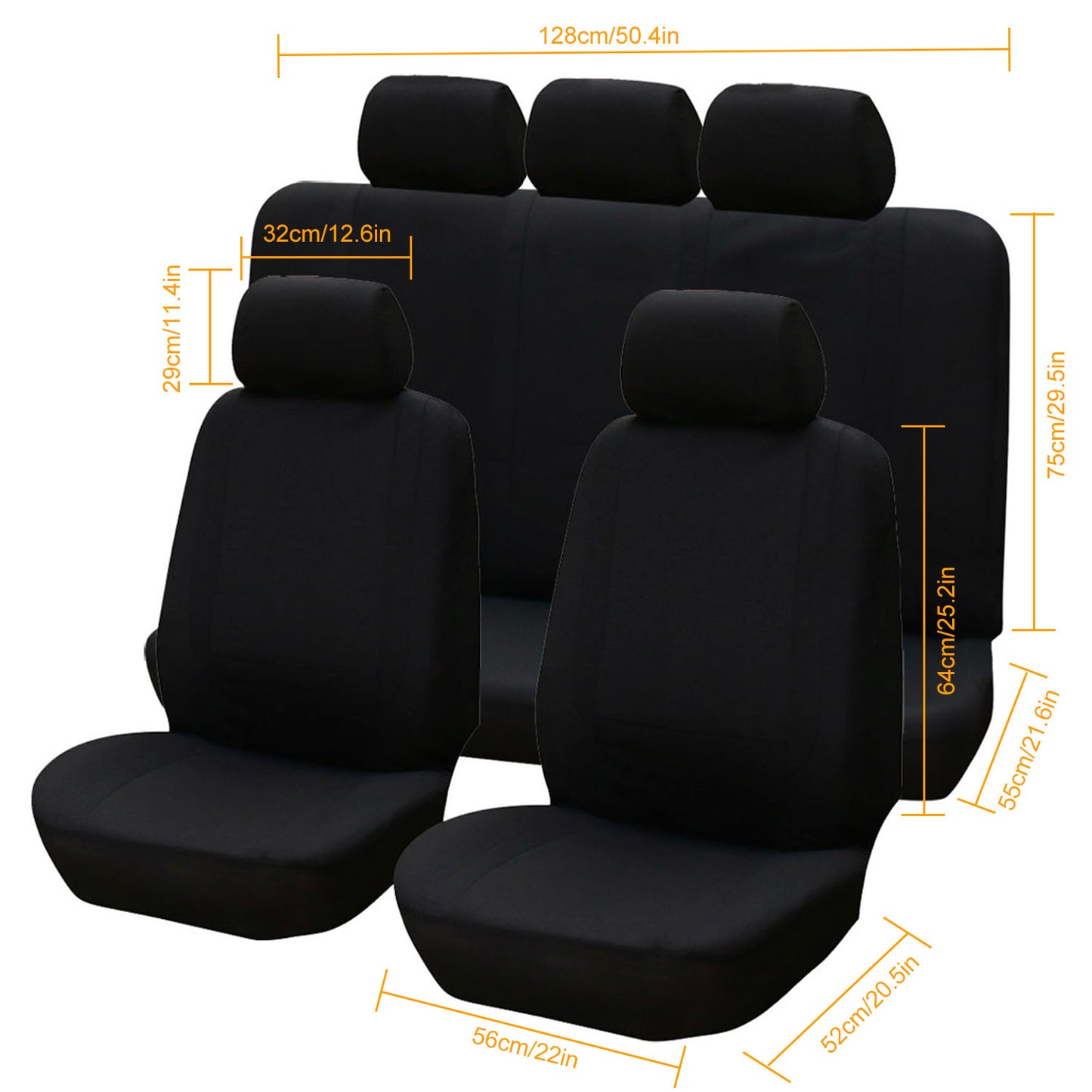 Universal Car Seat Covers 9-Piece Set for Auto Truck SUV
