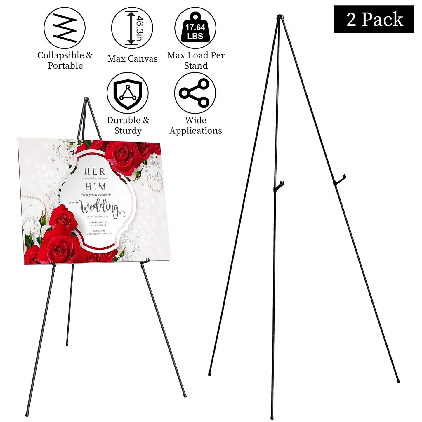 Collapsible Easel Stand 61in A-Frame Tripod with Carry Bag