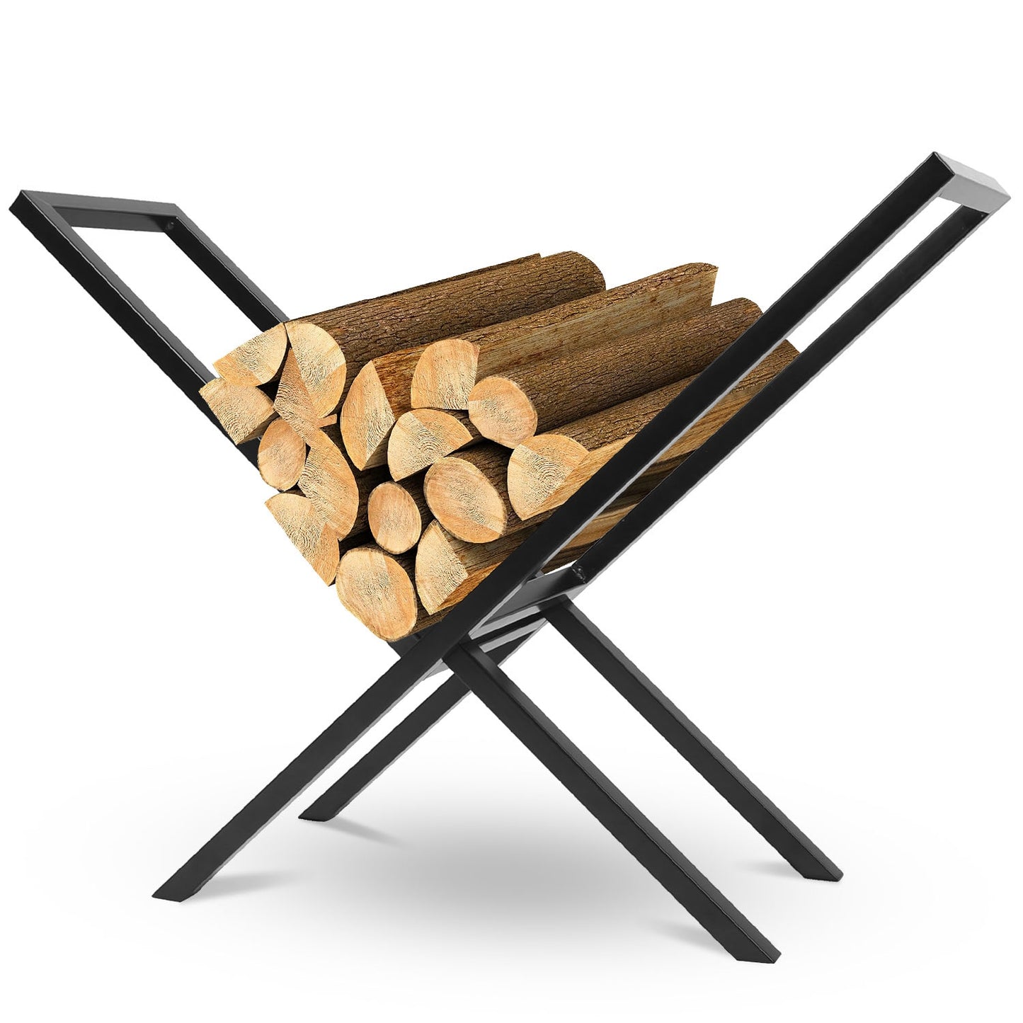 Firewood Log Rack 220LBS Capacity Steel X-Frame Storage Holder