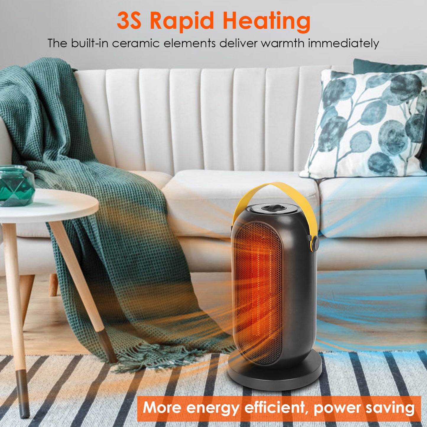 Portable Ceramic Space Heater with Oscillation & Fan Mode