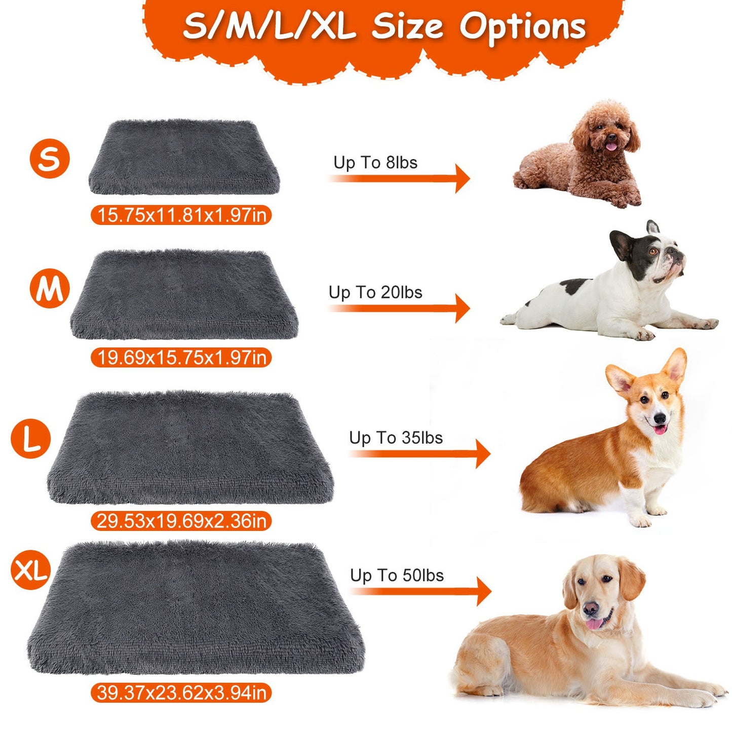 Dog Bed Plush Cushion with Egg Crate Foam - Washable Cover