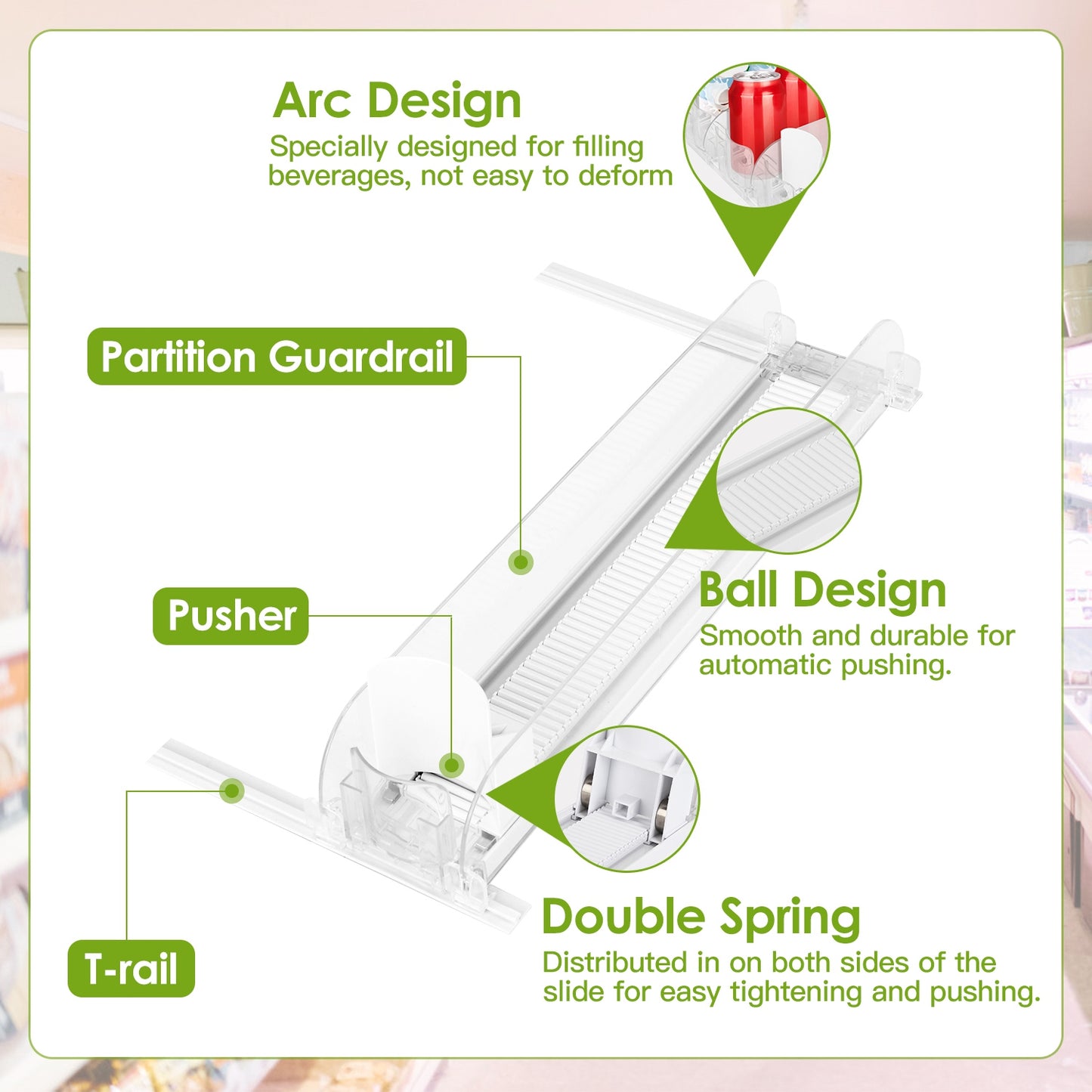 Spring Loaded Beverage Dispenser for Fridge – 5 Rows, 25 Cans