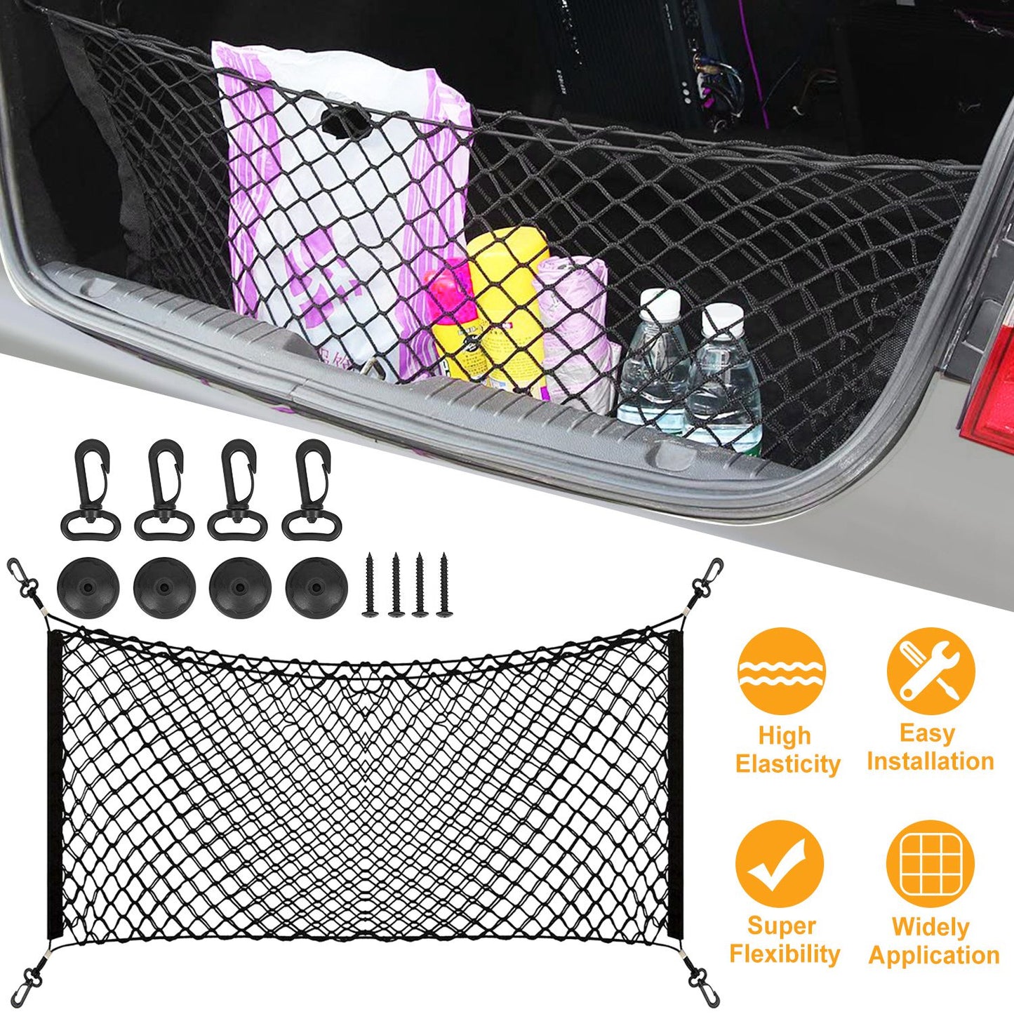 Trunk Cargo Net Organizer - Stretchable Elastic Storage
