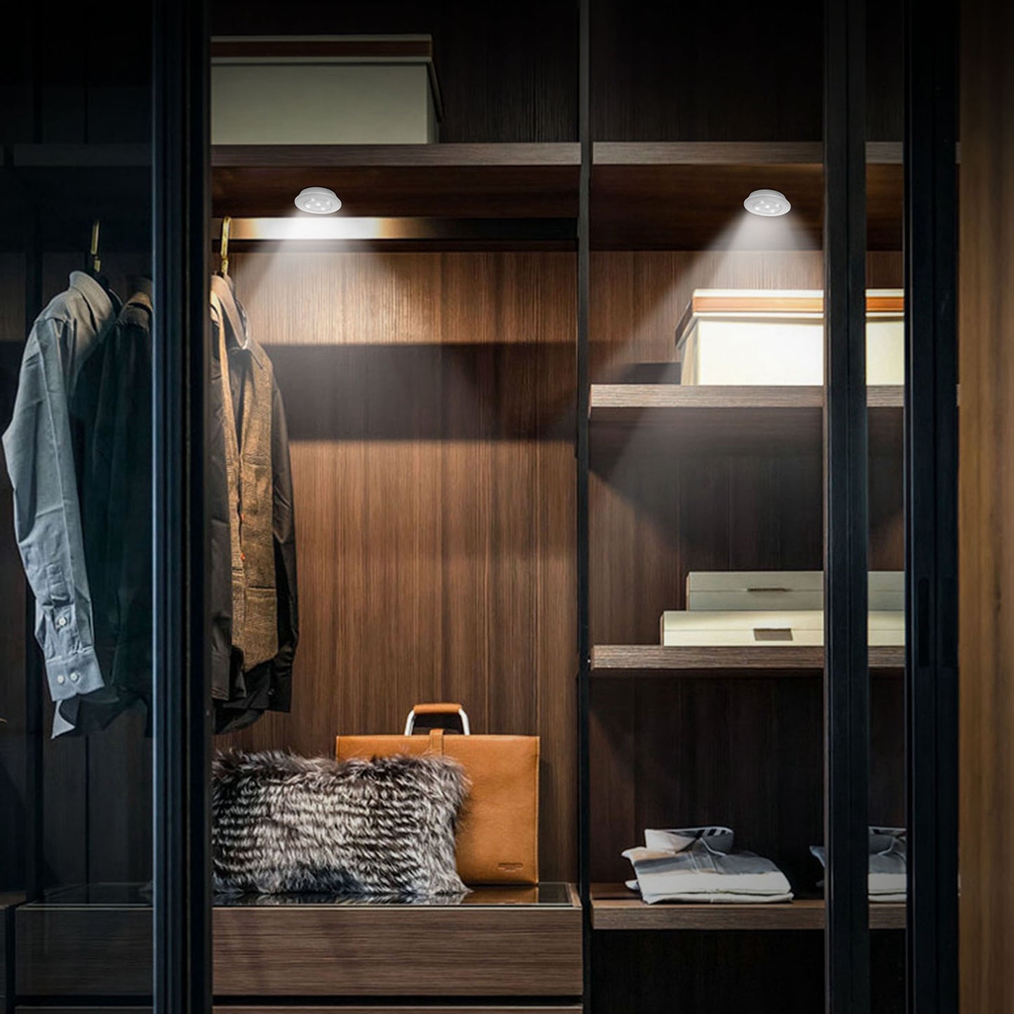 LED Night Light 3-Pack with Remote - Battery Powered Puck Lights