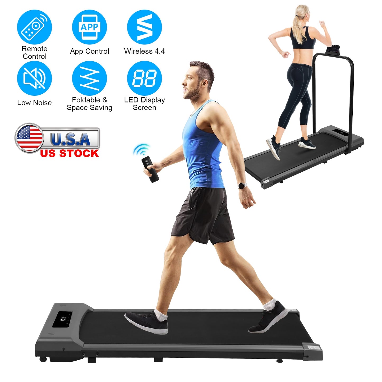 Under Desk Folding Treadmill with Remote and App Control