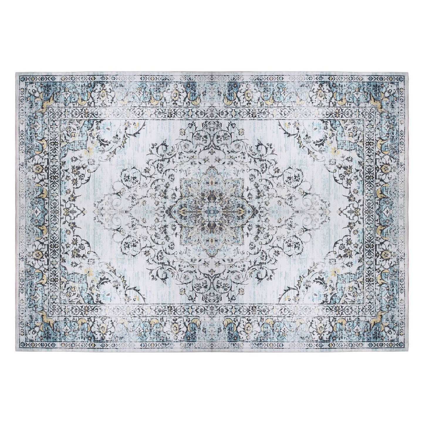 Vintage Area Rug 6x9 FT Non-Slip Washable Soft Faux Cashmere