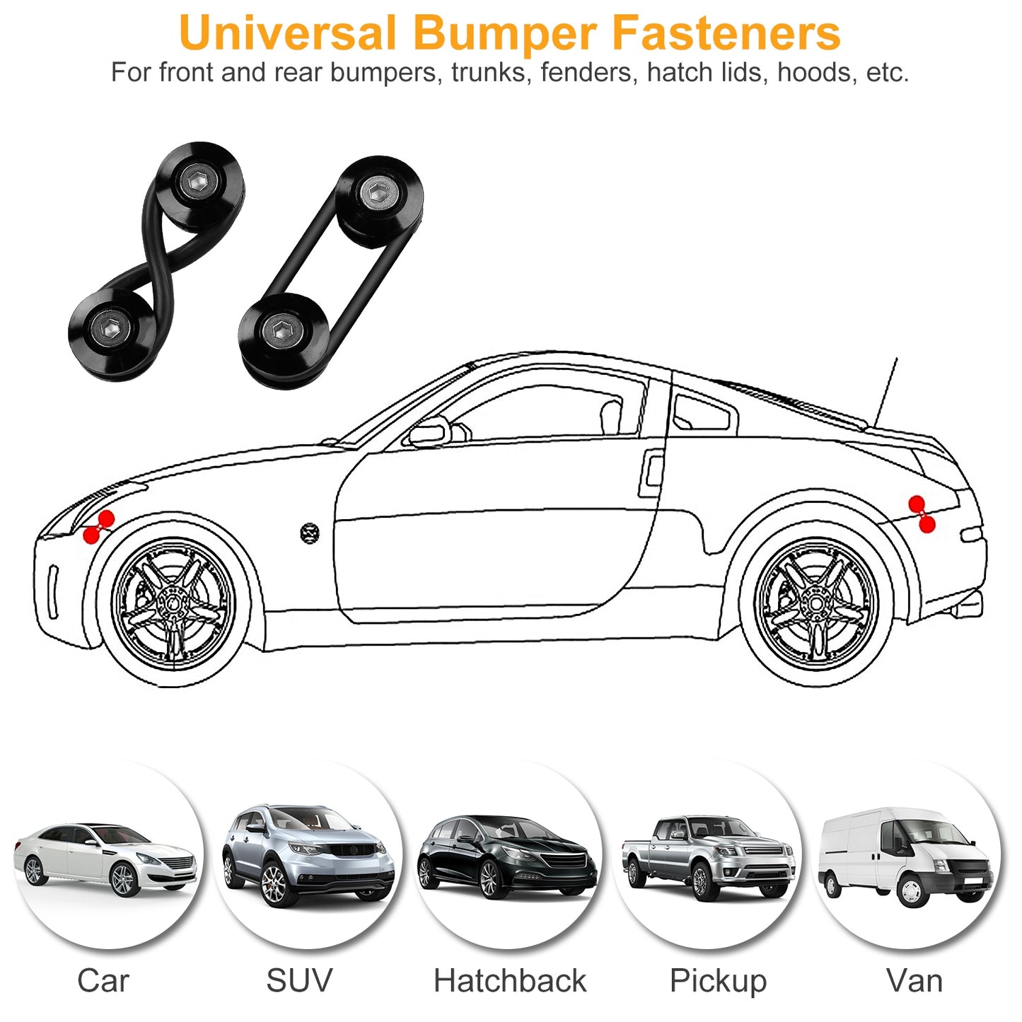 Quick Release Bumper Fasteners Kit - 5 Set Aluminum Alloy