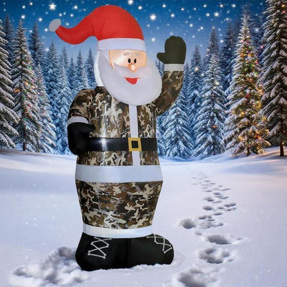 8FT Inflatable Camouflage Santa with LED Lights & Fan