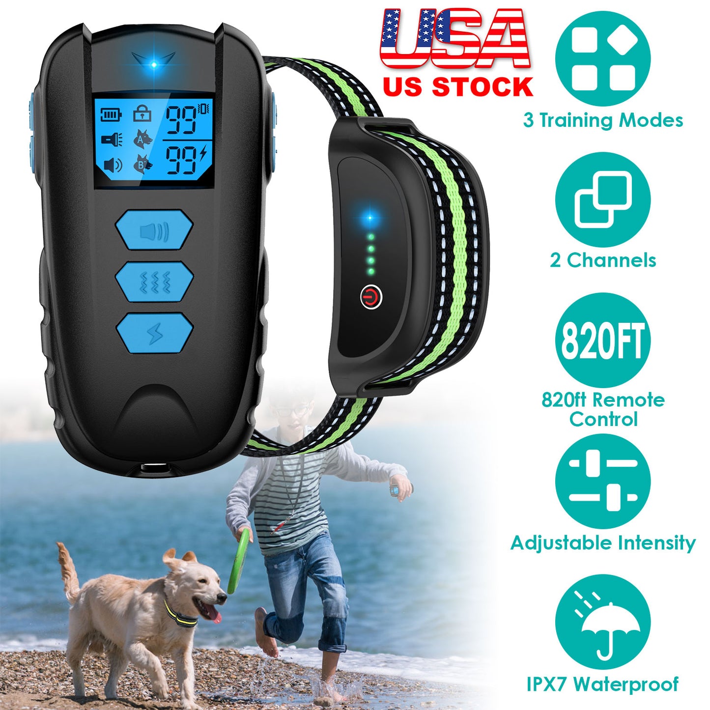 Dog Training Collar with Remote – 820ft Range, 3 Modes