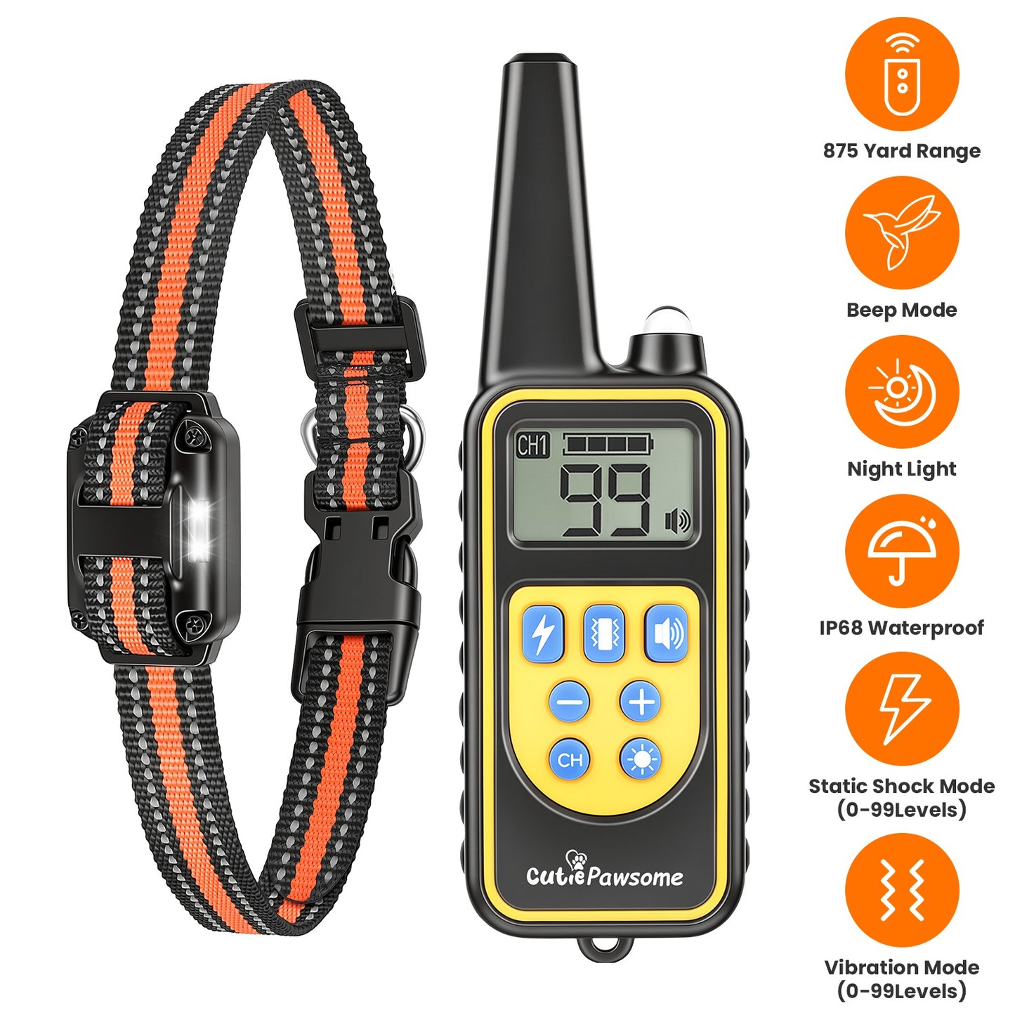 Dog Training Collar Receiver with Adjustable Belt IP67 Waterproof