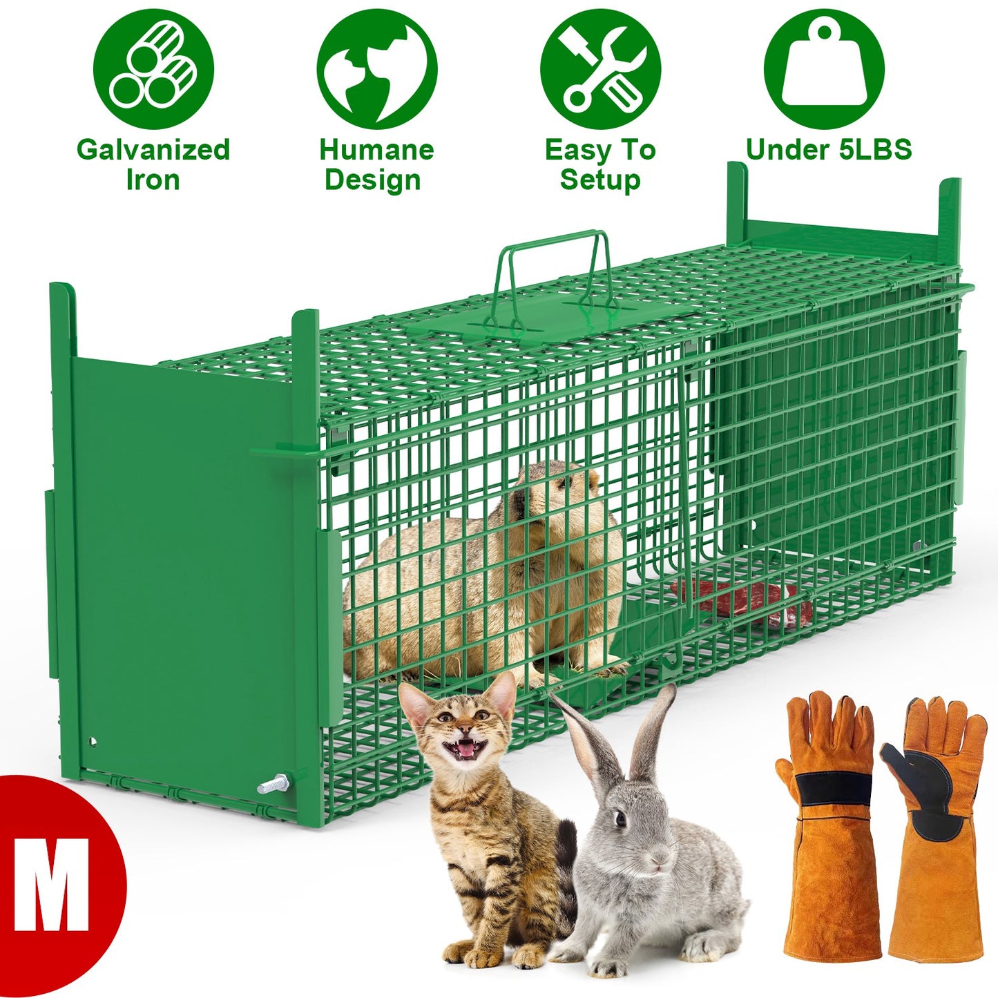 40in Humane Live Animal Trap Cage for Raccoons & Opossums