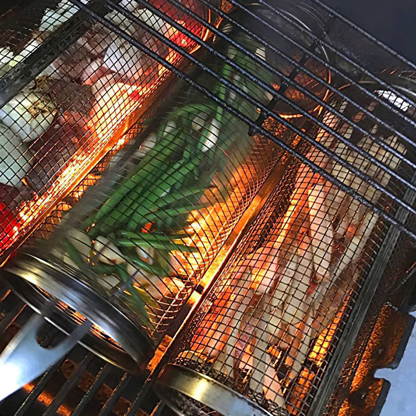 Stainless Steel Rolling Grill Basket Set - 2 Pack with Hooks