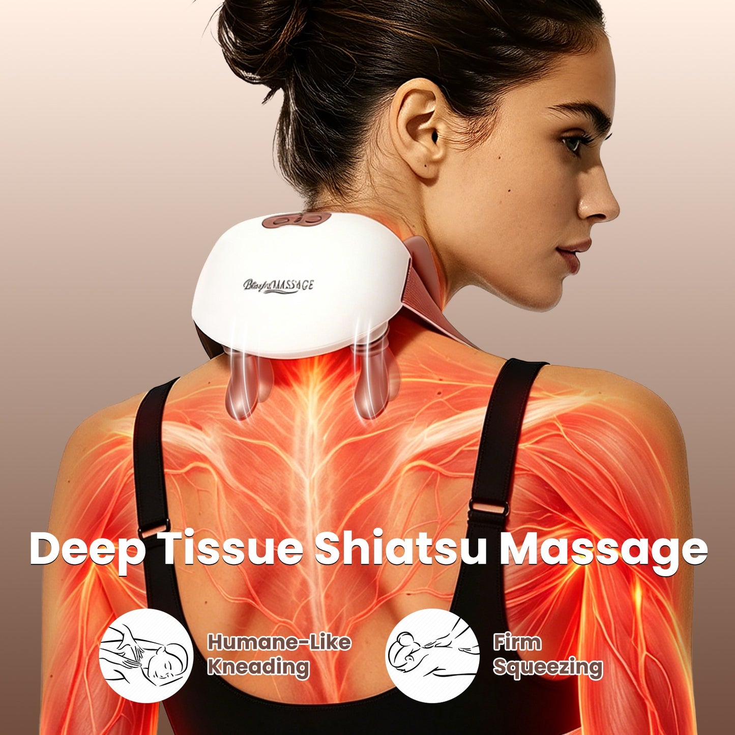 Cordless Neck Massager with Heat & Shiatsu Deep Tissue Kneading