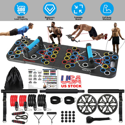 Push Up Board Home Gym Set with 15 Fitness Accessories