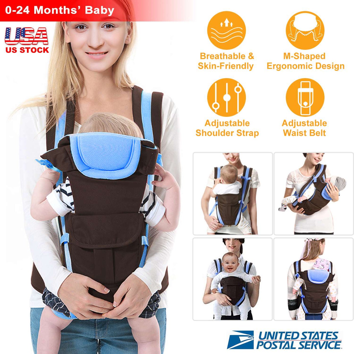 Baby Carrier with 4 Carrying Positions - Breathable & Adjustable