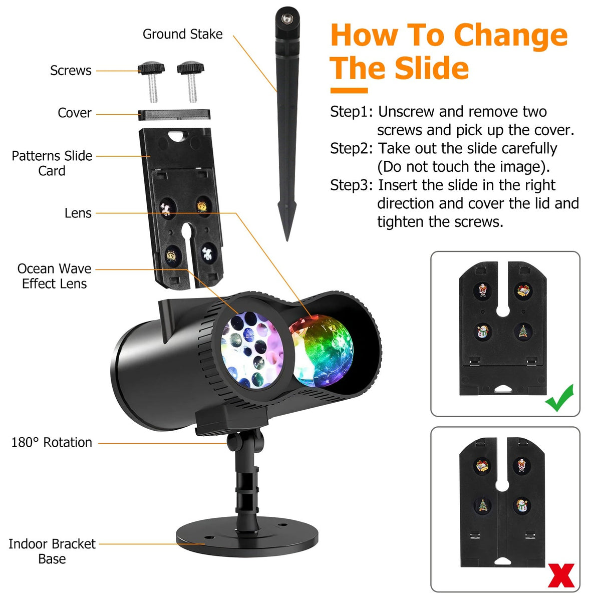 LED Projector Light with 12 Patterns & Remote Control