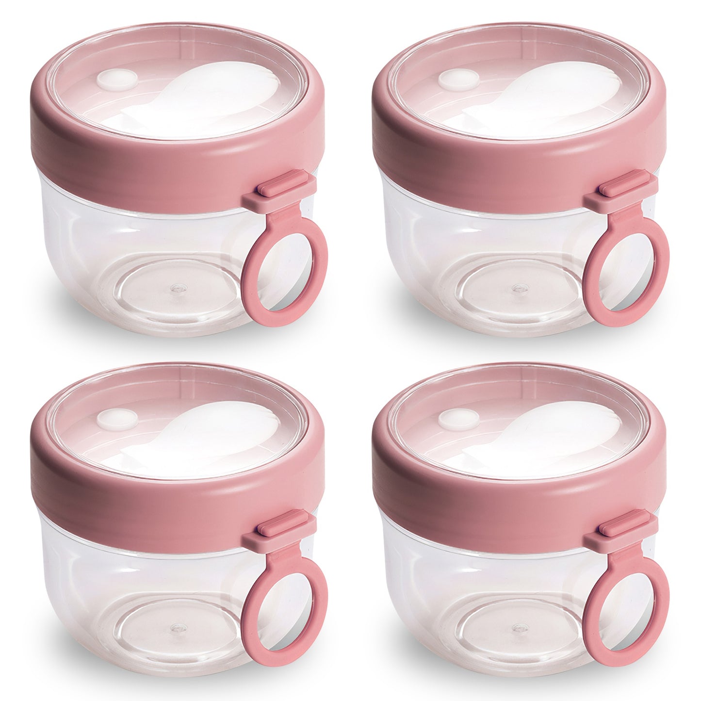 Overnight Oats Containers with Lids and Spoons, 20oz, 4-Pack