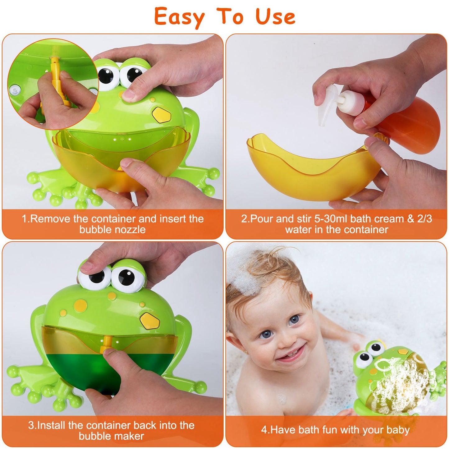 Musical Bubble Bath Maker Toy with Suction Cups for Toddlers