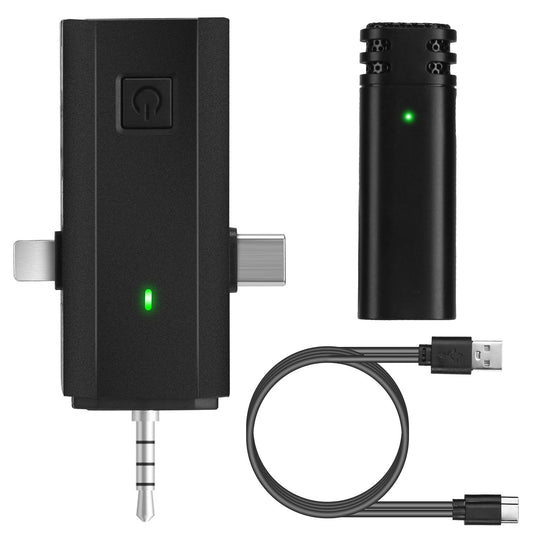 Wireless Clip-On Microphone with 3-in-1 Receiver