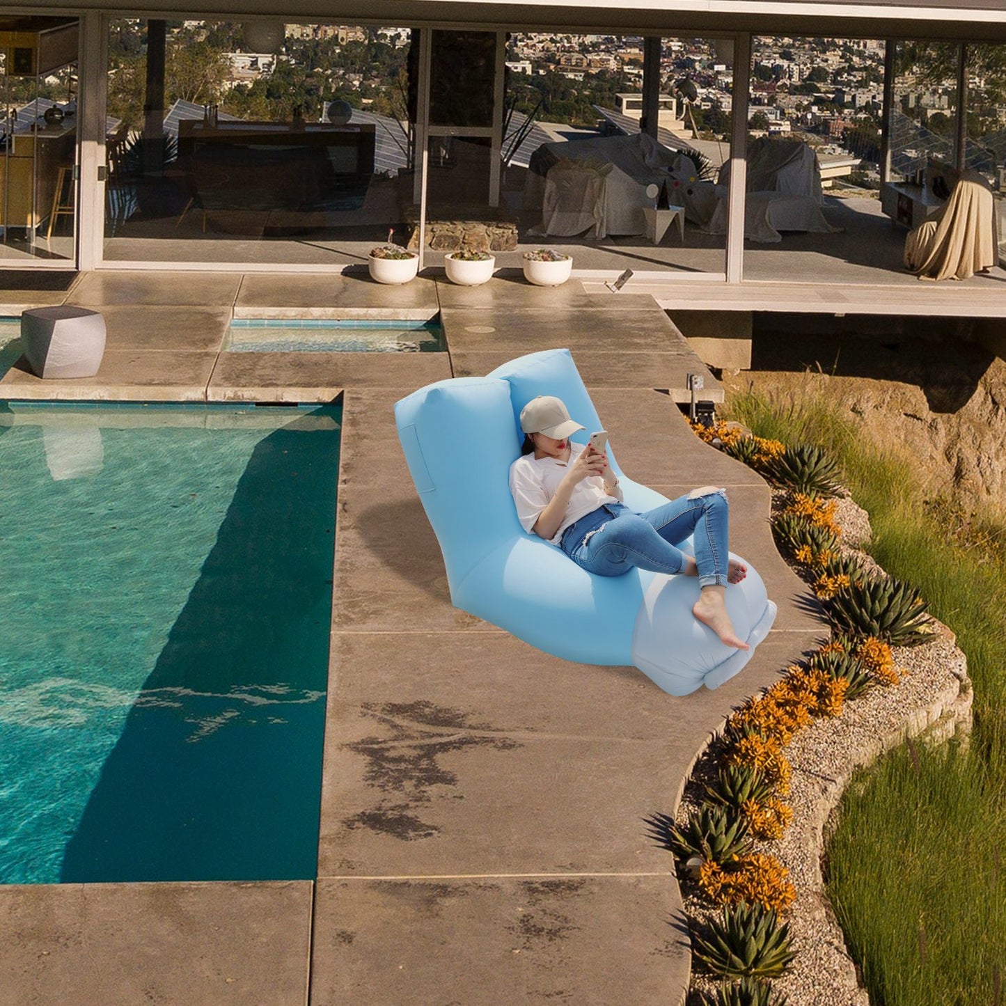 Inflatable Lounger Air Sofa with Carry Bag - Waterproof