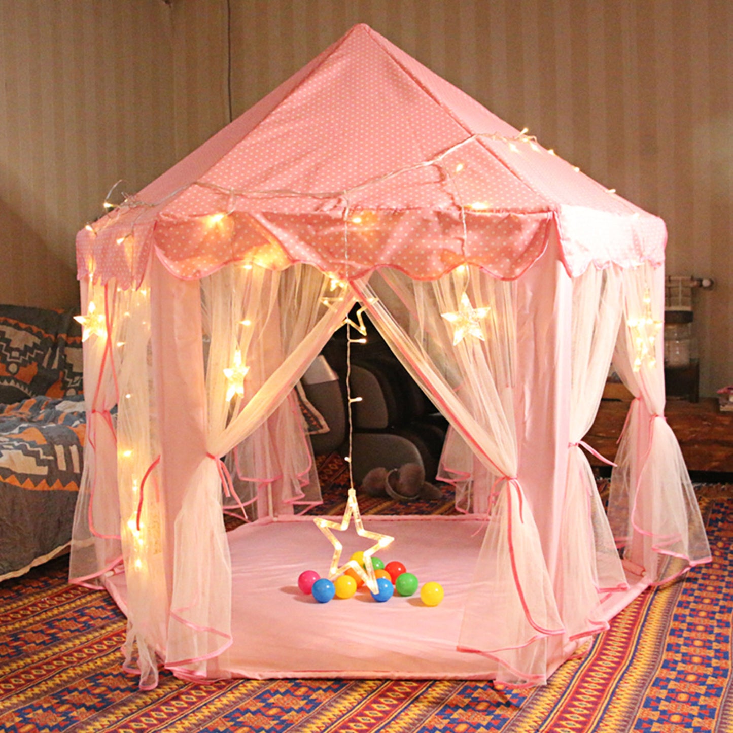 Princess Castle Play Tent for Girls with Carry Case