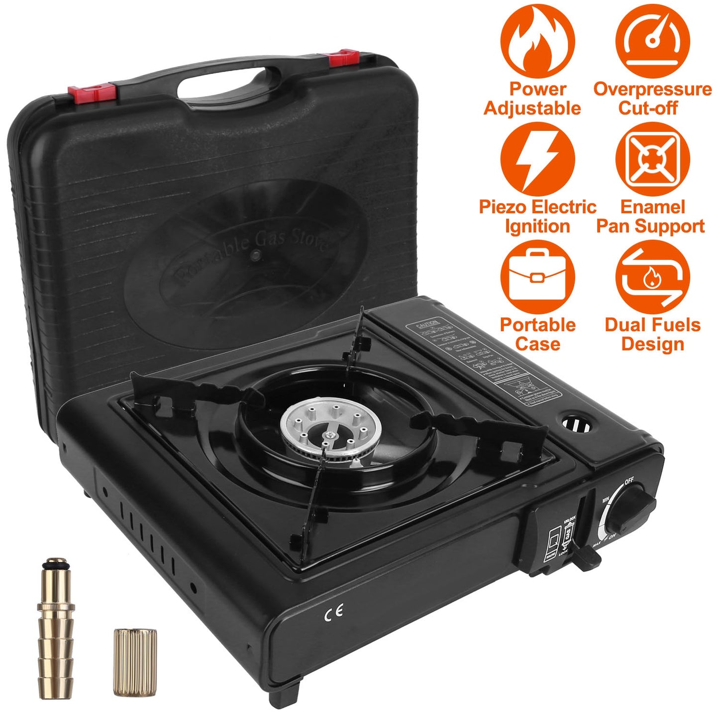 Portable Camping Stove with Piezo Ignition & Dual Fuel