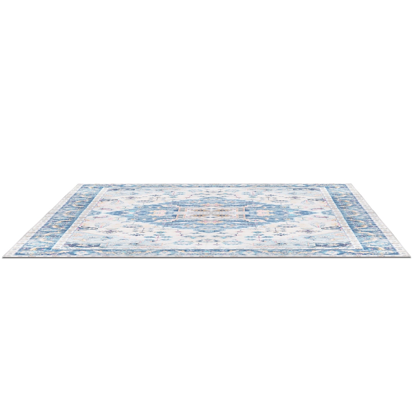 Vintage Area Rug 6x9 FT Non-Slip Washable Soft Faux Cashmere
