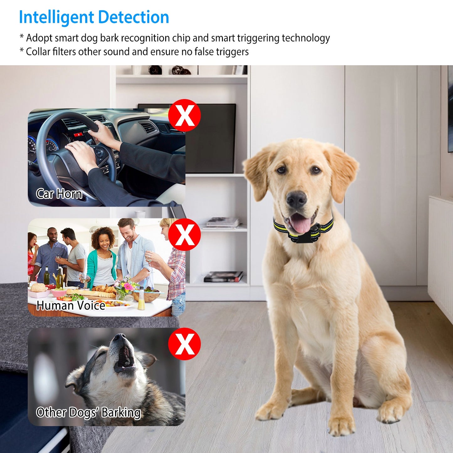 Rechargeable Dog Bark Collar with Smart Detection & 6 Levels