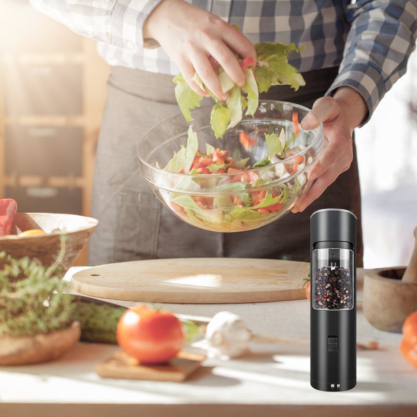 Electric Salt and Pepper Grinder with Gravity Sensor