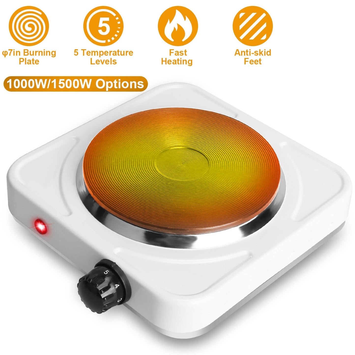 Electric Single Burner Hot Plate 1500W Portable Countertop Stove