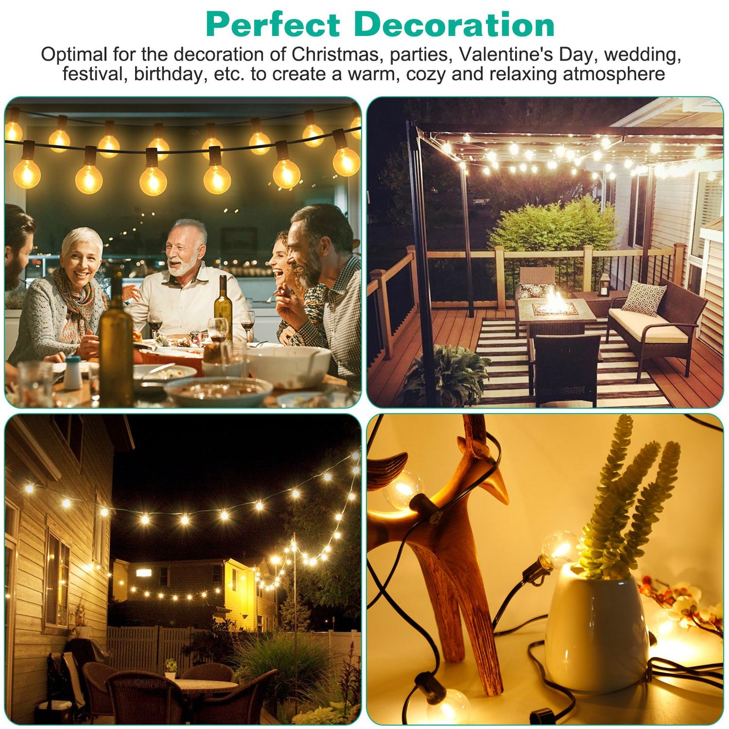 Globe String Lights 25FT Outdoor Indoor with 25 Warm Bulbs