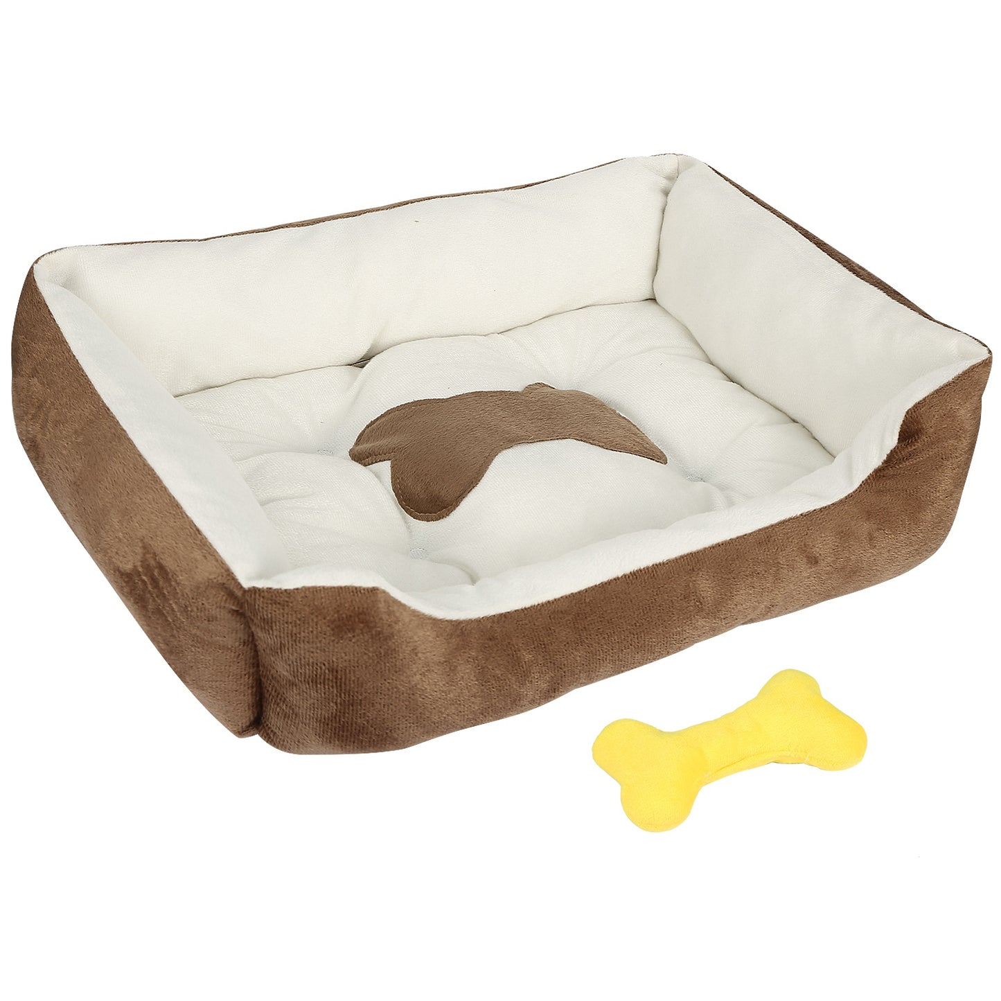 Plush Dog Bed with Non-Slip Bottom & Bonus Toy
