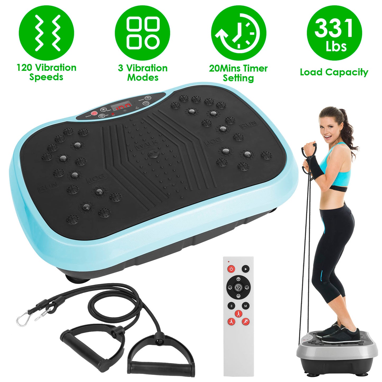 Vibration Platform Exercise Machine with Resistance Bands