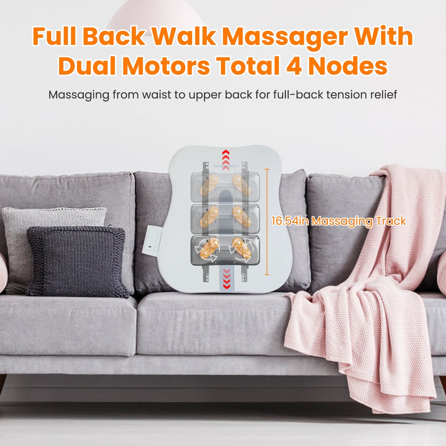 Shiatsu Back Massager with 3D Kneading & Cordless Design