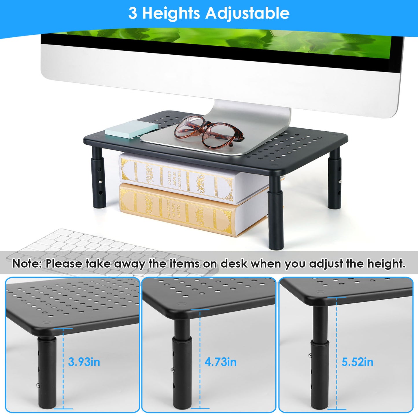 Monitor Stand Riser with 3 Adjustable Heights & Ventilation