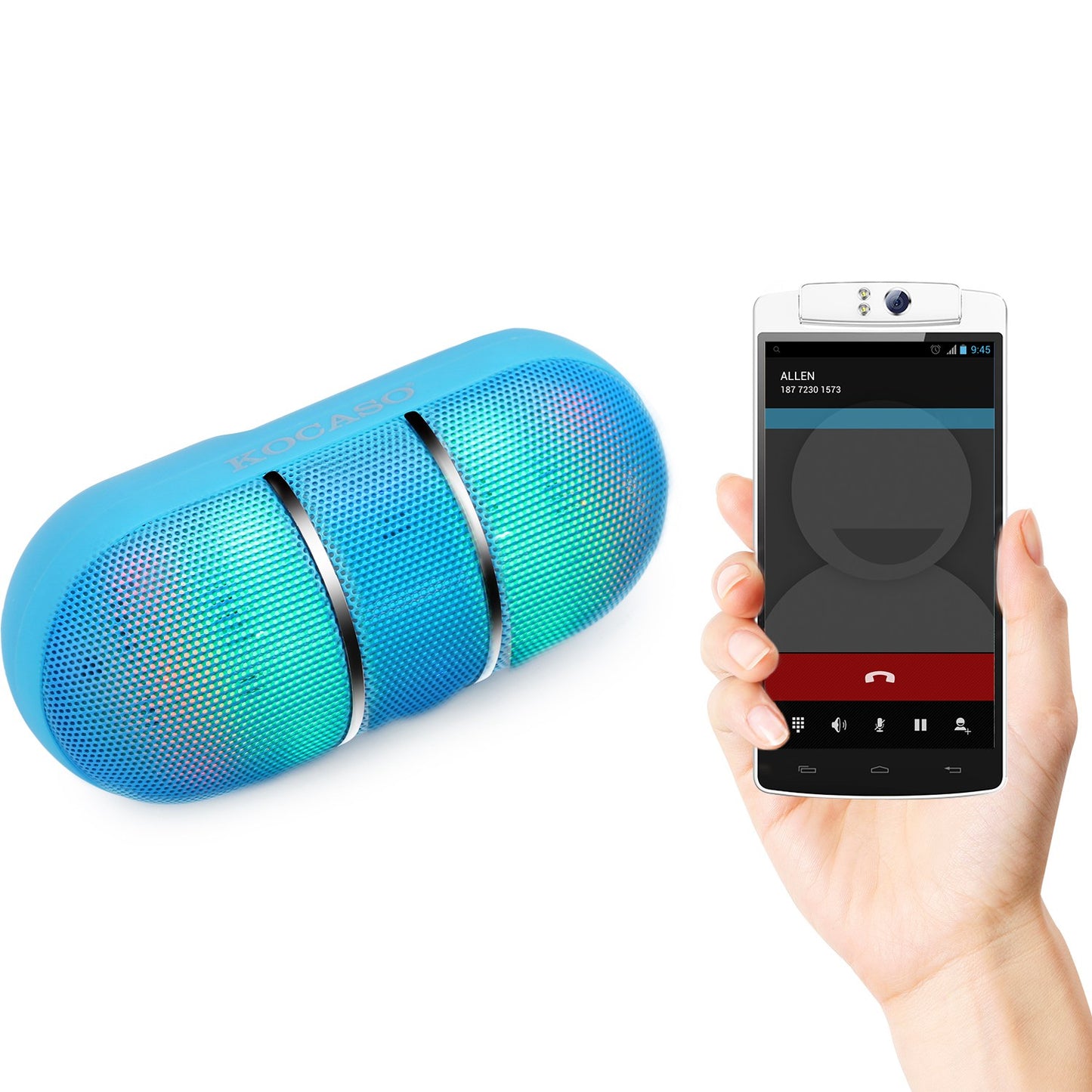 Portable Wireless Speaker with Rainbow LED Lights