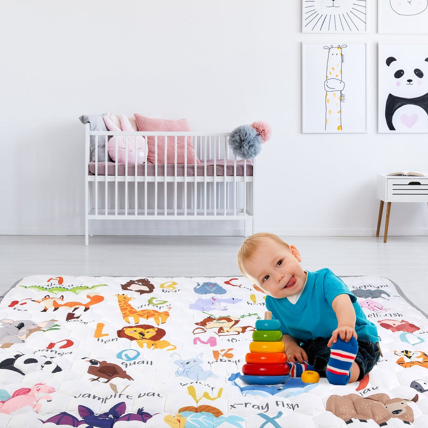 Baby Play Mat 50x50IN Non-Slip Foldable Crawling Mat