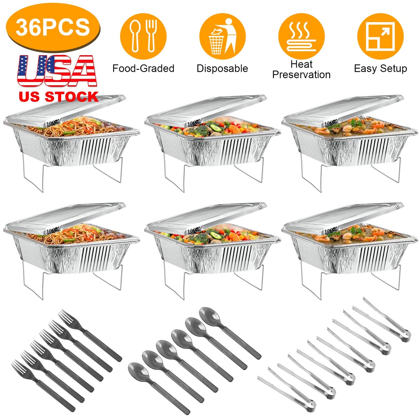 Disposable Chafing Dish Buffet Set - 36 Piece Party Server