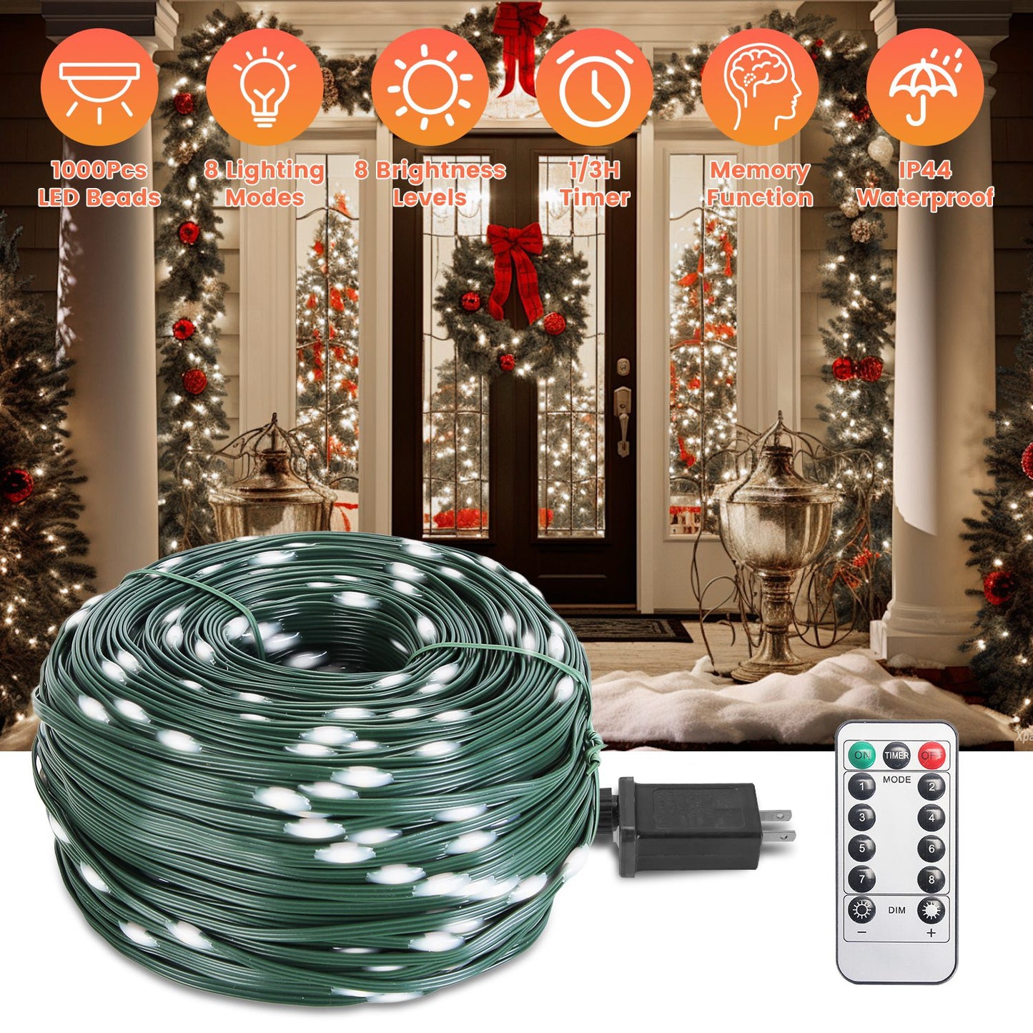 330FT 1000 LED String Lights with Remote & Timer