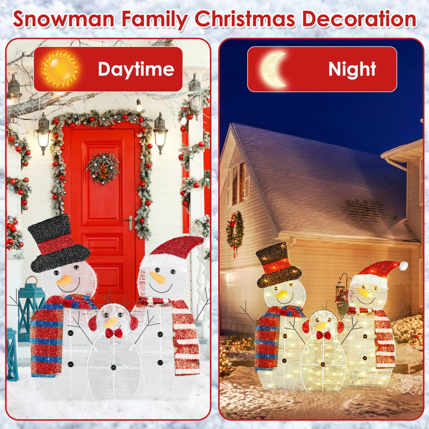 Christmas Snowman Family Yard Decoration with LED Lights