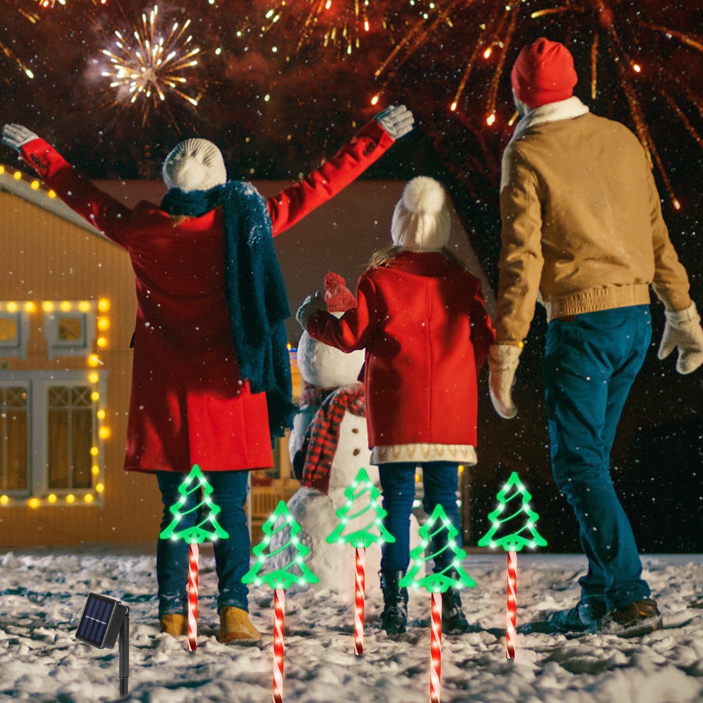 Solar Christmas Pathway Lights 5-Pack with 8 Lighting Modes