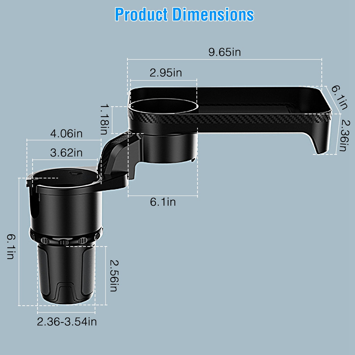 Car Cup Holder Tray with 360° Rotating Organizer