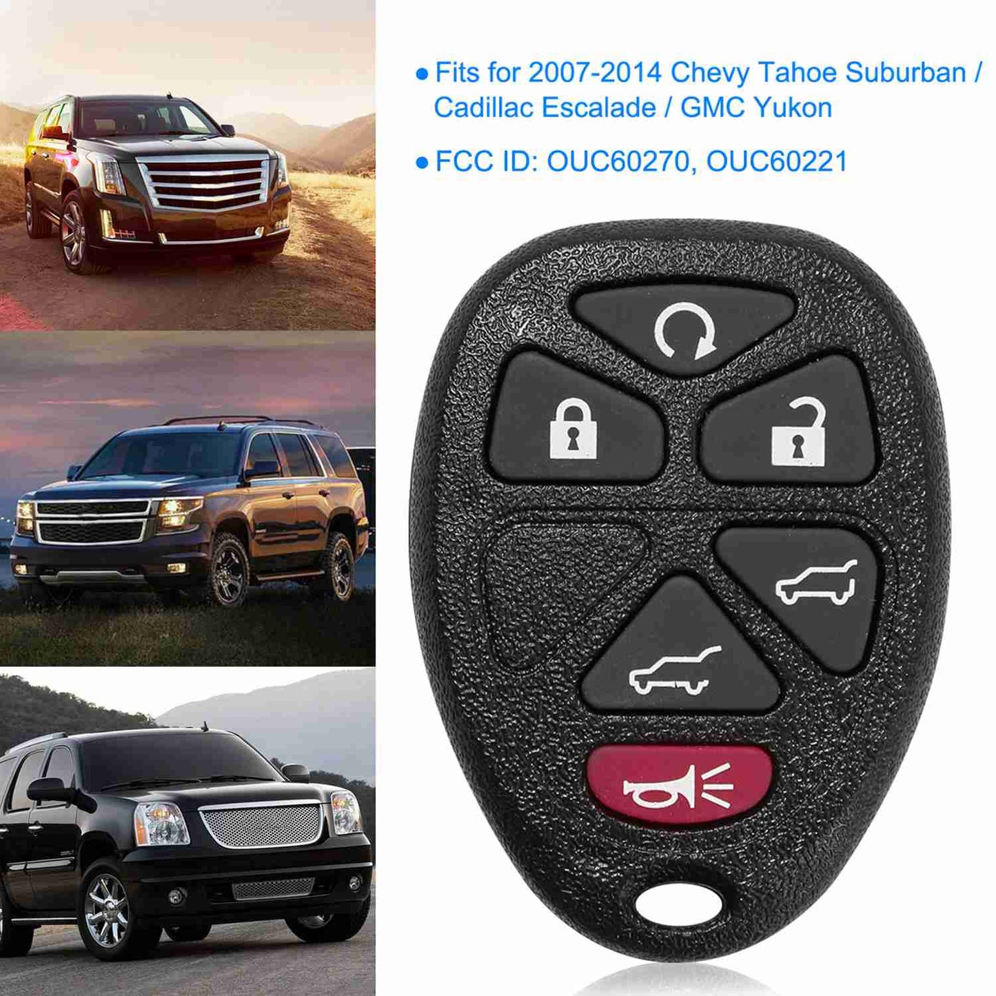 Keyless Entry Remote Key Fob for 2007-2014 Chevy Tahoe (2-Pack)