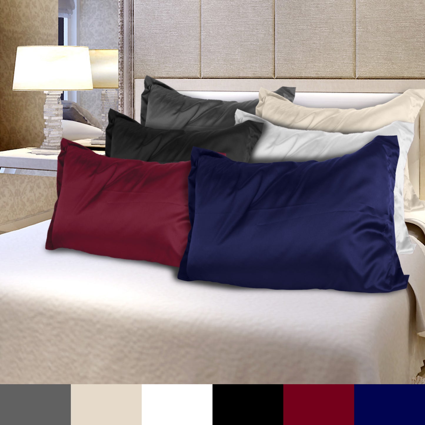 Satin Pillowcases King Size Set of 2 - White